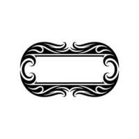 Elegant Black Oval Frame with Ornate Scrollwork on White vector