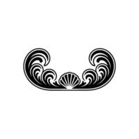 Elegant Black and White Shell and Wave Element vector
