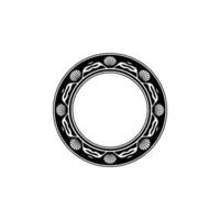 Elegant Black White Seashell Circle Frame on White Background vector