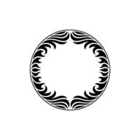 Elegant Circular Frame with Swirls, Minimalist Black White vector