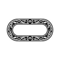 Decorative Black Oval Frame with Floral Elements vector