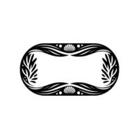 Elegant Black and White Floral Oval Frame vector