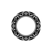 Elegant Black White Circular Frame with Shells, Minimalist vector