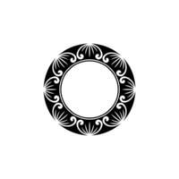 Black White Decorative Circular Frame Illustration on White Background vector