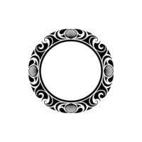 Elegant Decorative Circular Frame with Shells and Swirls, Black and White vector