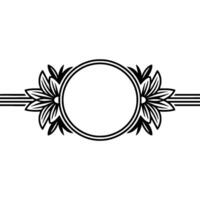 Minimalist Floral Circle Frame Black and White Decorative Element vector