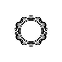 Decorative Black and White Circular Frame , Elegant, Floral Elements vector