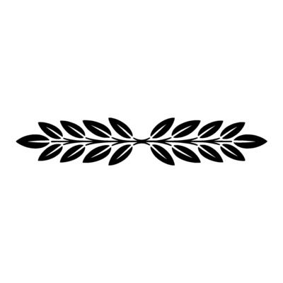 Elegant Black, Laurel Wreath on White Background