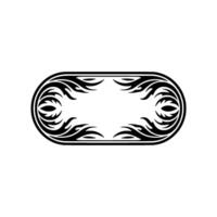 Tribal Oval Frame in Black on White , Ornament, Template vector