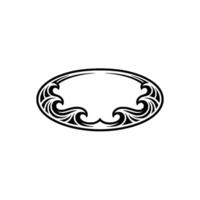 Elegant Oval Frame, Black Tribal Ornament, , Isolated on White vector