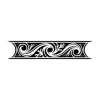 Elegant Black White Ornament with Swirls and Botanical Elements vector