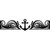 Decorative Anchor and Waves Illustration vector