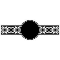 Black and White Decorative Floral Frame with Circle - Clean vector