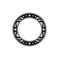 Elegant Black White Circular Frame with Stars Moon Motif vector