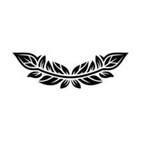 Black Leaf Swirl Element on Cream Background vector