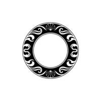 Elegant Black and White Circular Frame with Shell Motifs, Illustration vector