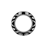 Ornate Black and White Round Frame on Light Gray Background vector