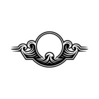 Art Deco Frame with Waves and Circle Element, Isolated on White vector