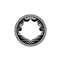 Ornate Circular Frame, Black and White vector