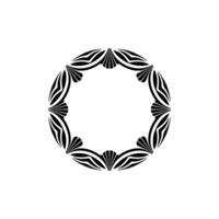 Elegant Circular Floral Element in Black and White, Geometric Frame vector