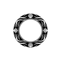 Nautical Circle Ornament, Black and White, Minimalist vector