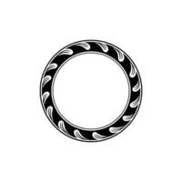 Elegant Black and White Circle Frame with Leaf Motif vector