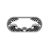 Art Deco Ocean Frame Shells, Waves, and Decorative Border vector