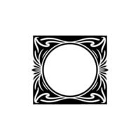 Art Nouveau Frame, Black White Element, Circle Square vector