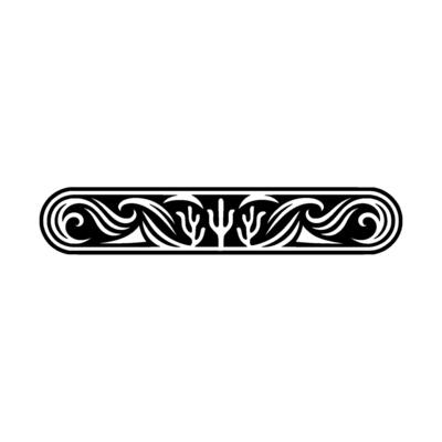 Ornamental Black White Border with Abstract Floral Wave Motifs
