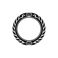 Elegant Black Circular Frame, Floral Element on White Background vector