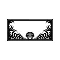 Elegant Shell Frame Element, Black White Illustration vector