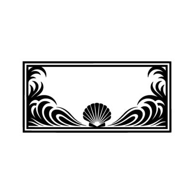 Elegant Shell Frame Element, Black White Illustration