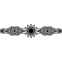 Geometric Sunflower Border Element in Black and White vector