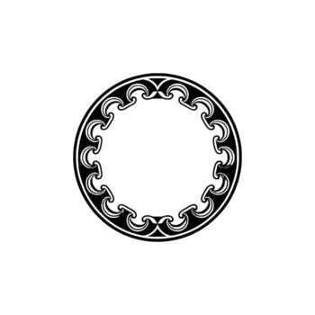 Elegant Circular Frame with Repeating Wave Motifs, Isolated on White vector