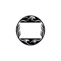 Elegant Black Circle Frame with Decorative Floral Elements on White vector