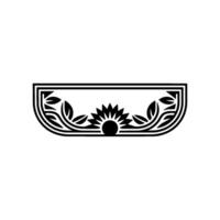 Geometric Floral , Black and White, Decorative Frame Element vector