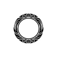 Decorative Art Deco Circle Frame in Black on White, Elegant vector