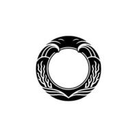 Elegant Black Wave and Coral Circle Frame on White vector