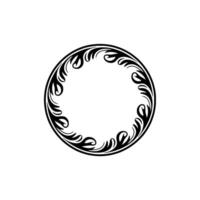 Black Floral Circle Frame on White Background - Elegant Element vector