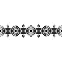 Geometric Floral Border in Black and White, Repeating Pattern vector