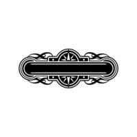 Elegant Black and White Badge Template with Compass Rose Detail vector
