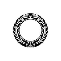 Elegant Black White Circular Floral Frame Element, Isolated vector
