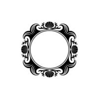 Elegant Sea Shell Frame with Blank Circle - Black on White vector