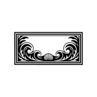 Decorative Rectangular Frame Black White Swirls Shell vector