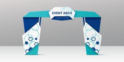 Exhibition turquoise and azure event arch mock up vector