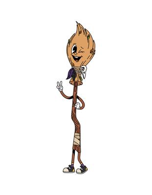 Cartoon groovy quirky broom Halloween character