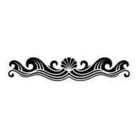 Elegant Sea Wave and Shell Ornament, Black on White vector