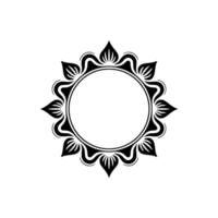 Elegant Black Floral Frame with Circle Blank Space on White Background vector