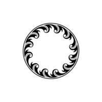 Elegant Black White Circular Floral Frame Element vector