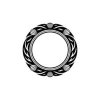 Elegant Ornamental Circle Frame, Black on White vector